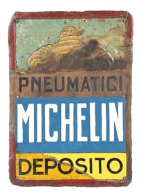 RARE MICHELIN TIRES EMBOSSED TIN SIGN