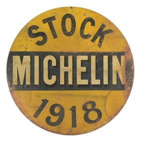 MICHELIN TIRES STOCK 1918 TIN SIGN