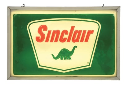 SINCLAIR EMBOSSED PLASTIC SERVICE STATION LIGHT-UP SIGN