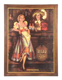 REGAL "PRINCE OF GOLDEN BEERS" FRAMED ADVERTISING POSTER