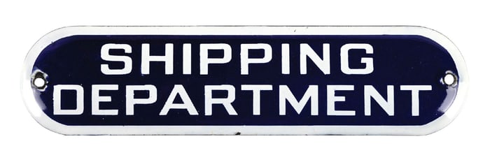 SHIPPING DEPARTMENT PORCELAIN DOOR SIGN