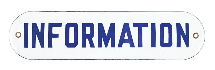 NEW OLD STOCK INFORMATION PORCELAIN DOOR SIGN