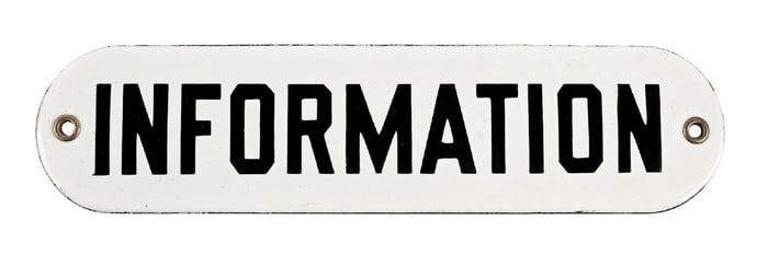 N.O.S. INFORMATION PORCELAIN DOOR SIGN