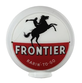 FRONTIER RARIN'-TO-GO COMPLETE 13.5" GLOBE ON MILK GLASS BODY