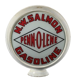 PENN-O-LENE GASOLINE SINGLE 15" GLOBE LENS ON PORCELAIN HIGH PROFILE BODY