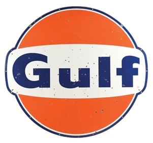 GULF GASOLINE PORCELAIN SERVICE STATION SIGN