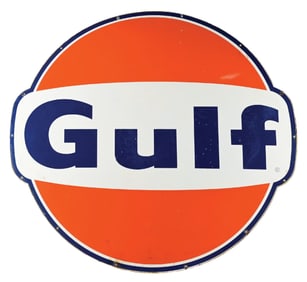GULF GASOLINE PORCELAIN SERVICE STATION SIGN