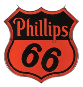 PHILLIPS 66 GASOLINE PORCELAIN SHIELD SIGN