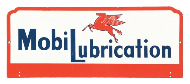 MOBILUBRICATION PORCELAIN SIGN W/ PEGASUS GRAPHIC