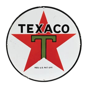 TEXACO PORCELAIN SERVICE STATION SIGN W/ STAR GRAPHIC