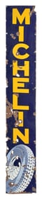 MICHELIN TIRES PORCELAIN SIGN WITH TIRE & BIBENDUM GRAPHIC