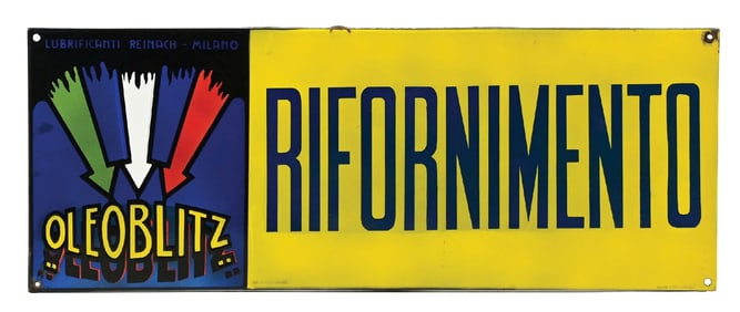 OLEOBLITZ RIFORNIMENTO PORCELAIN SIGN