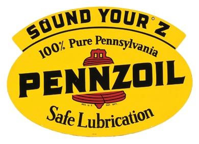 PENNZOIL SOUND YOUR Z MOTOR OIL TIN SERVICE STATION SIGN