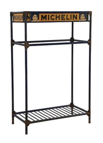 RARE MICHELIN TIRES SERVICE STATION TIRE RACK W/ ORIGINAL SIGNS
