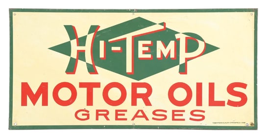 HI-TEMP MOTOR OILS & GREASES TIN SERVICE STATION SIGN