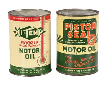 COLLECTION OF 2: PISTON SEAL & HI-TEMP MOTOR OIL ONE QUART CANS.