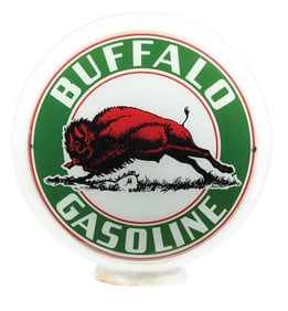 BUFFALO GASOLINE SINGLE 13.5" GLOBE LENS ON WIDE MILK GLASS BODY.