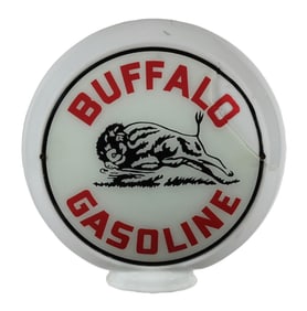 BUFFALO GASOLINE SINGLE 13.5" GLOBE LENS ON NARROW MILK GLASS BODY