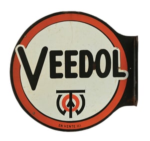 VEEDOL MOTOR OILS PORCELAIN FLANGE SIGN