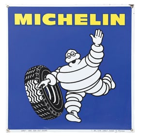 MICHELIN TIRES PORCELAIN SIGN W/ BIBENDUM GRAPHIC