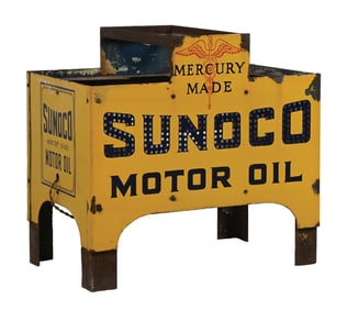 SUNOCO MERCURY MADE MOTOR OIL PORCELAIN OIL BOTTLE RACK