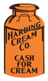 HARDING CREAM COMPANY CASH FOR CREAM PORCELAIN FLANGE SIGN