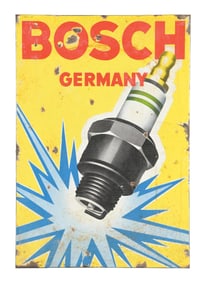 BOSCH SPARK PLUGS PORCELAIN SIGN W/ COOKIE CUTTER EDGE