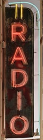 RADIO COMPLETE TIN NEON SIGN ON ORIGINAL METAL CAN