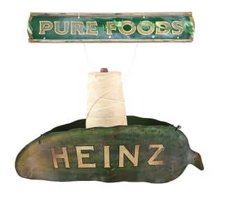 HEINZ PICKLES TIN STRING HOLDER W/ 57 VARIETIES SIGN