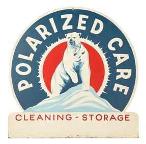 POLARIZED CARE CLEANING & STORAGE HAND-PAINTED MASONITE SIGN