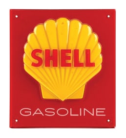 SHELL GASOLINE EMBOSSED PLASTIC PUMP PLATE SIGN