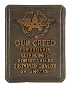 TIDE WATER ASSORTED OIL COMPANY BRASS SERVICE STATION PLAQUE SIGN