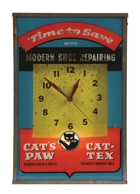 TIME TO SAVE WITH MODERN SHOE REPAIRING GLASS FACE LIGHT UP CLOCK