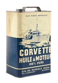 CORVETTE MOTOR OIL TWO GALLON CAN W/ SHIP GRAPHIC
