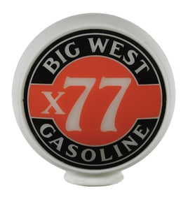 BIG WEST X77 GASOLINE SINGLE 13.5" GLOBE LENS ON WIDE MILK GLASS GLOBE BODY