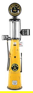 GILBERT & BARKER 10 GALLAN VISIBLE GAS PUMP RESTORED IN POLY GAS: C. 1920s. CONDITION: Pump shows a well done restoration done in Poly Gas, showing multiple Poly Gas decals as well as reproduction Poly globe. Pump shows black hose with brass nozzle with an acrylic