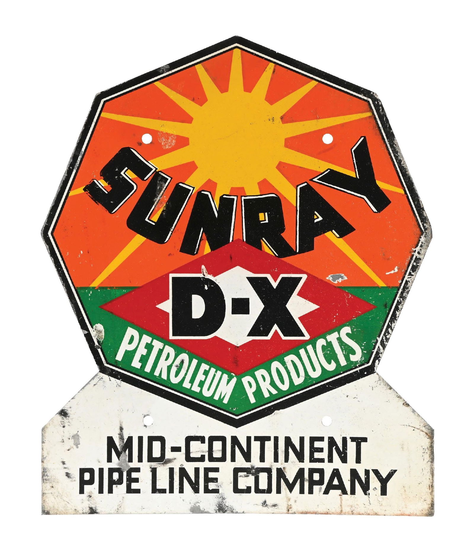SUNRAY D-X PETROLEUM PRODUCTS PAINTED ALUMINUM WELL SITE SIGN (1 of 2)