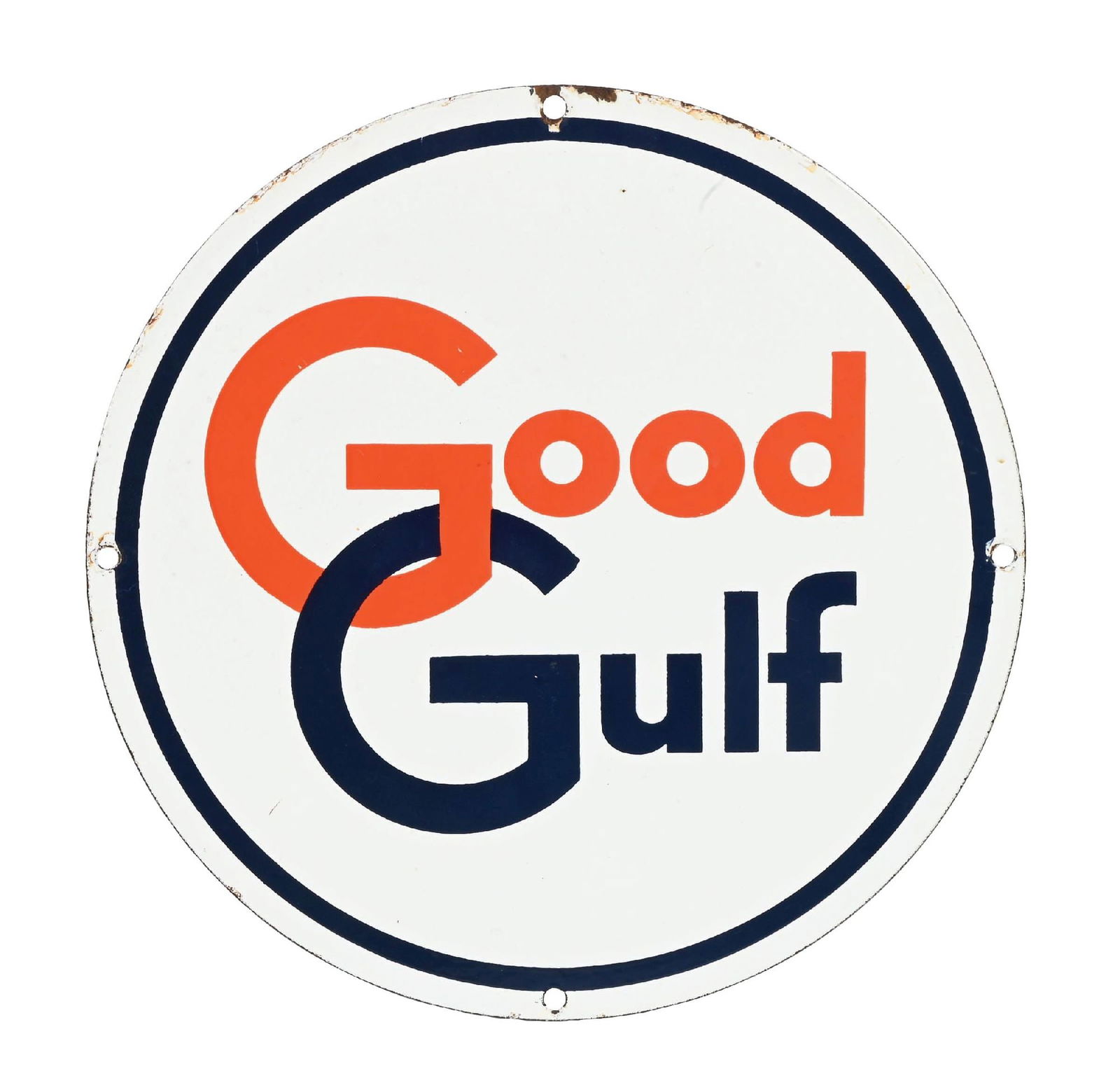 GOOD GULF GASOLINE PORCELAIN PUMP PLATE SIGN (1 of 2)