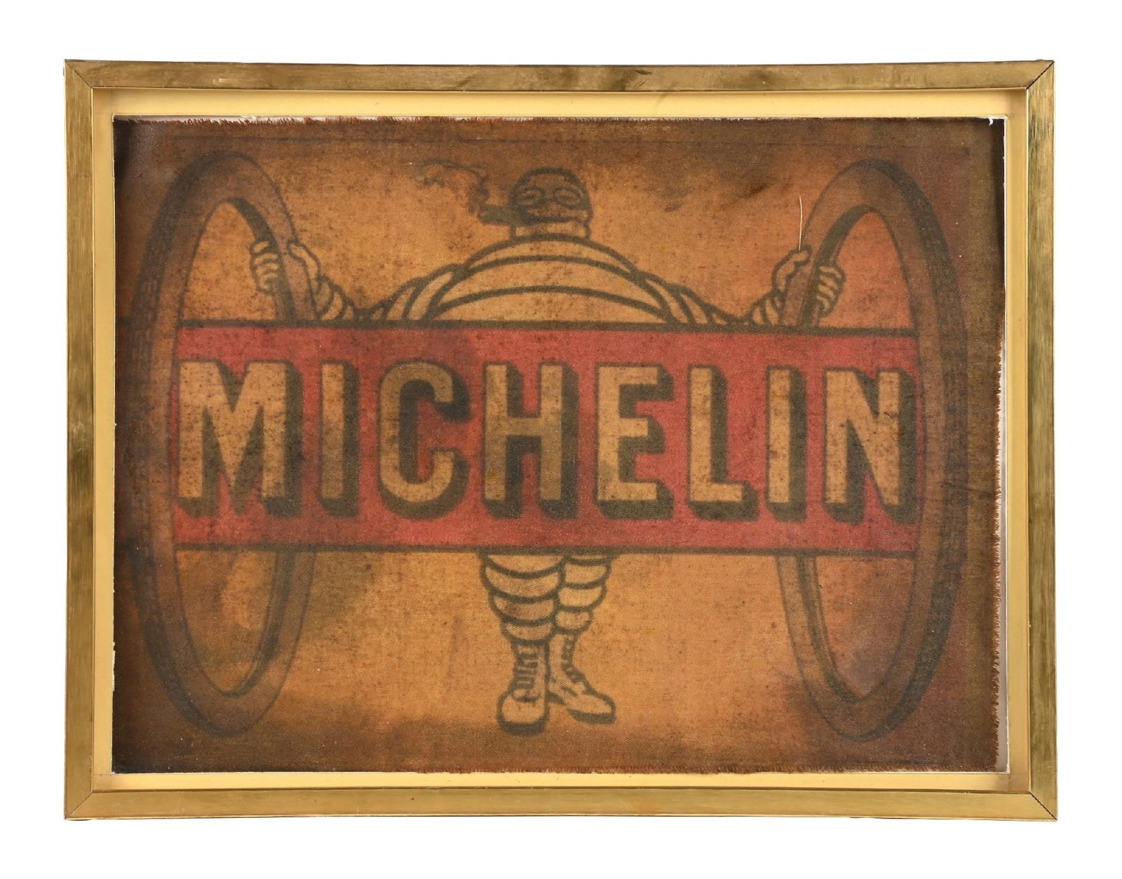 MICHELIN TIRES FRAMED CLOTH ADVERTISING BANNER (1 of 2)