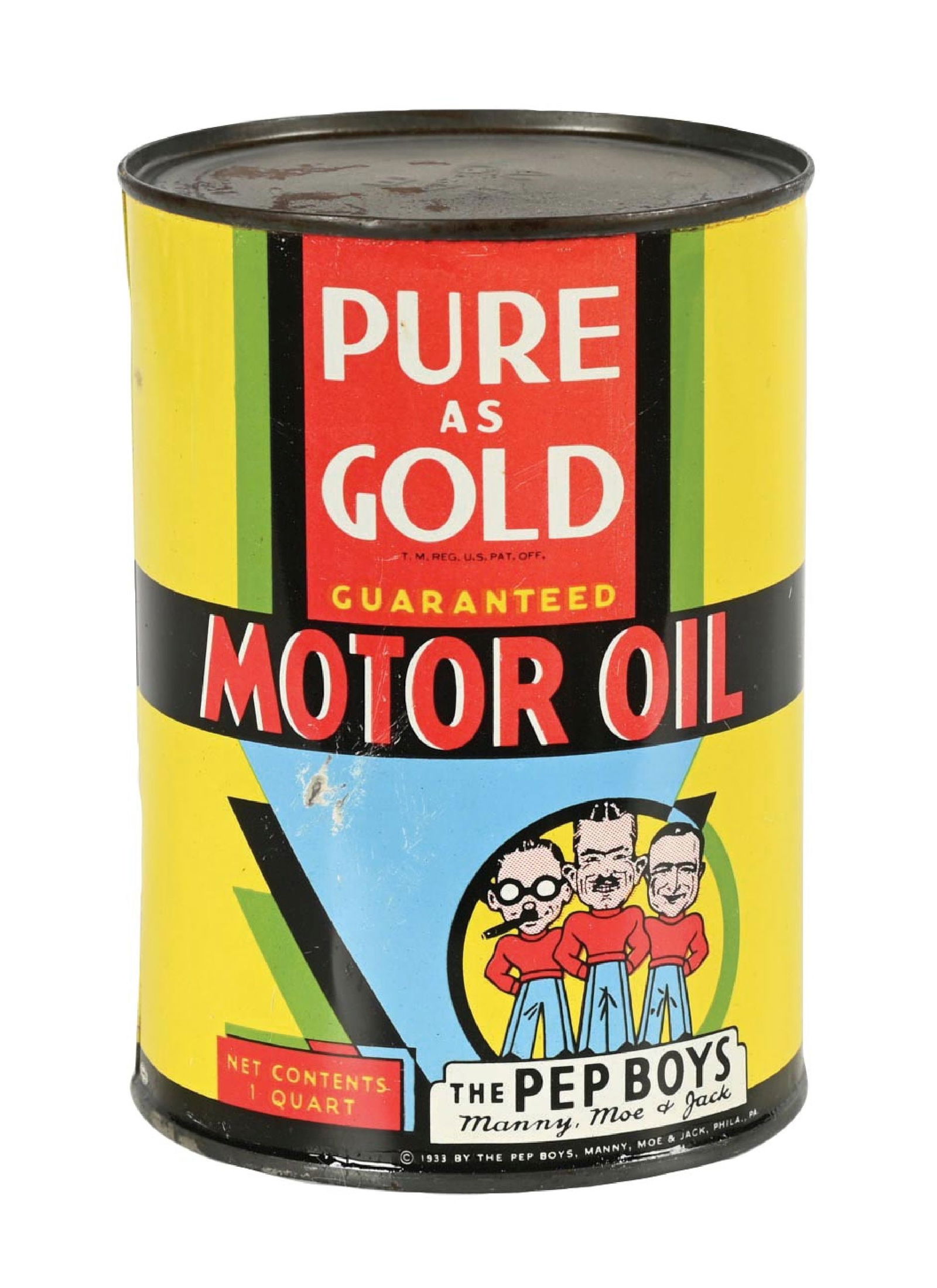 PEP BOYS PURE AS GOLD MOTOR OIL ONE QUART CAN (1 of 5)