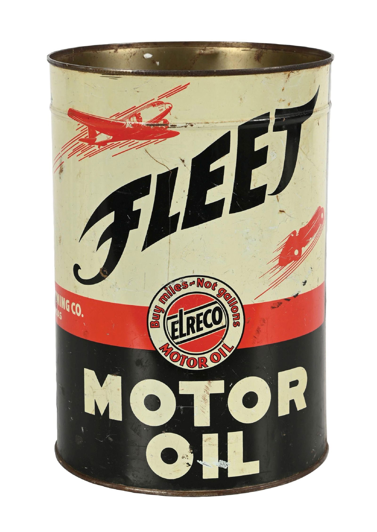 FLEET MOTOR OIL FIVE QUART CAN W/ CAR & AIRPLANE GRAPHIC (1 of 5)