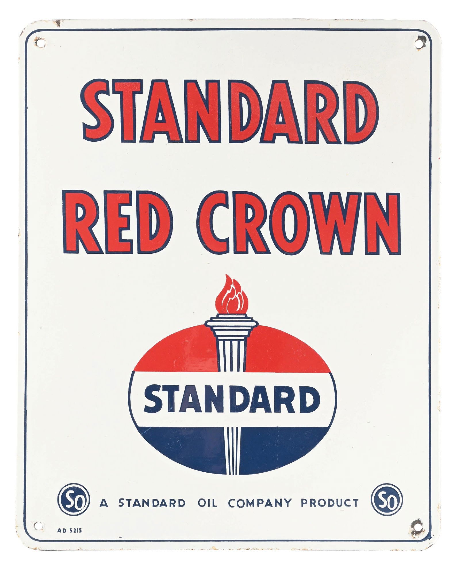STANDARD RED CROWN GASOLINE PORCELAIN PUMP PLATE SIGN (1 of 3)