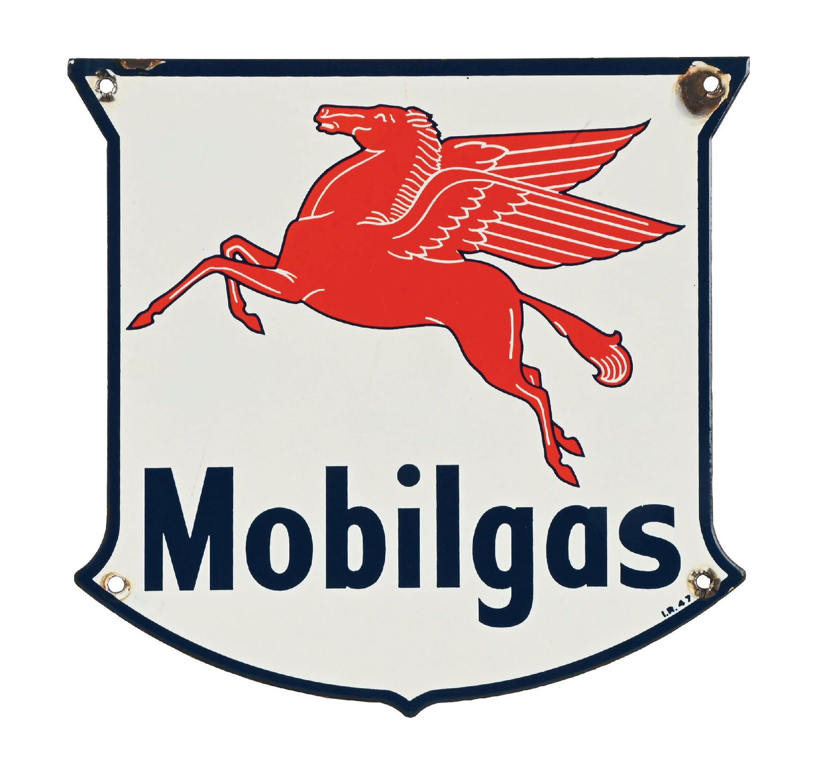 MOBILGAS PORCELAIN PUMP PLATE SIGN W/ PEGASUS GRAPHIC (1 of 3)
