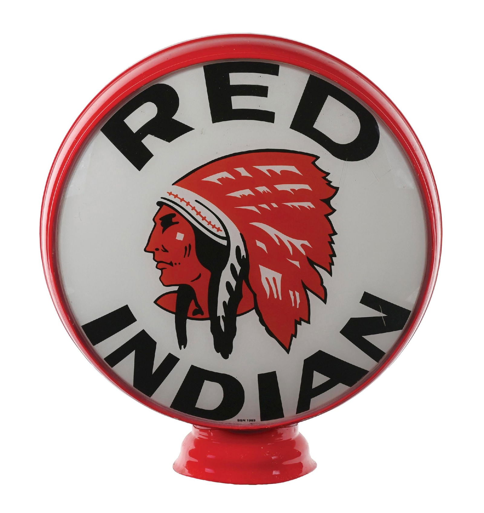 RED INDIAN & TEXACO FIRE CHIEF 15" REPRODUCTION GLOBE LENSES ON METAL BODY (1 of 4)