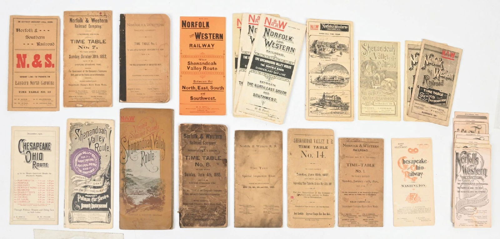 LOT OF 1890S RAILROAD PAMPHLETS & TIMETABLES (1 of 1)