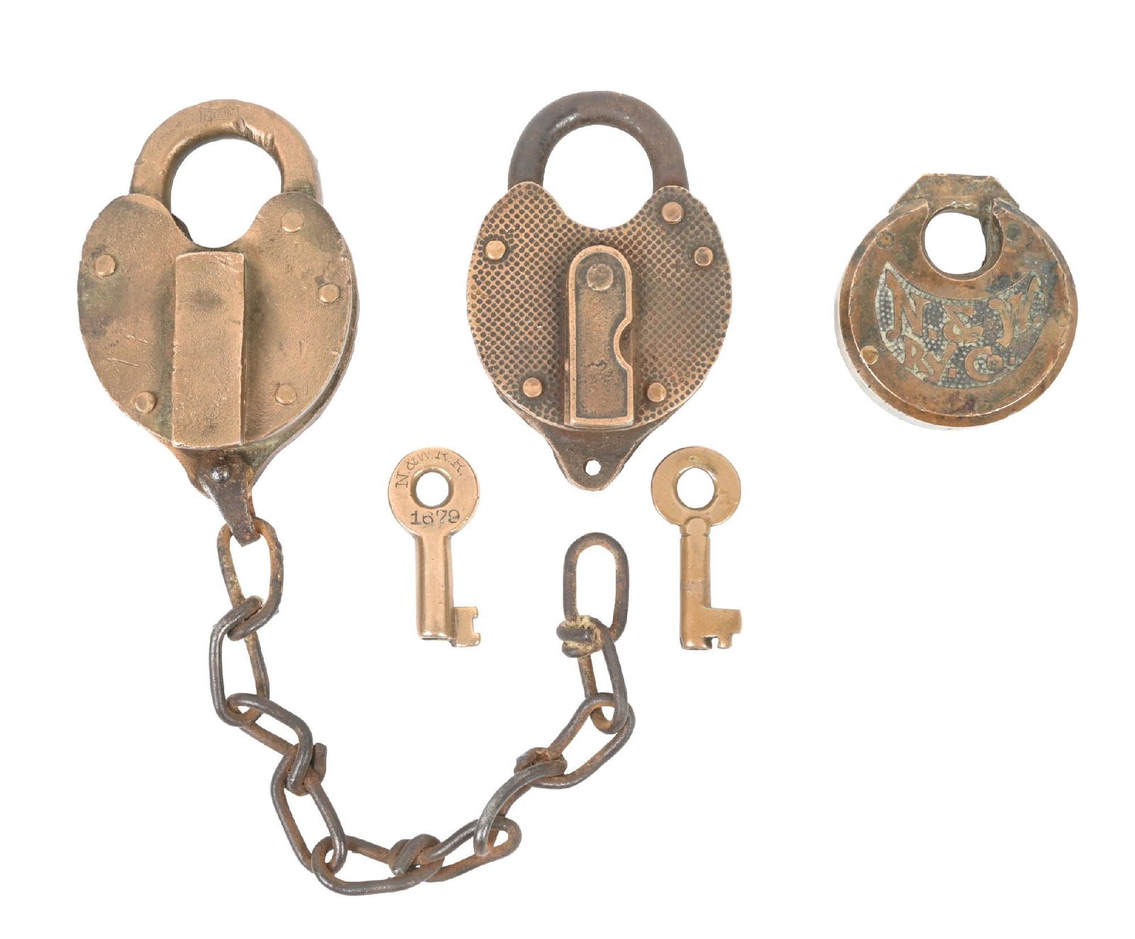 LOT OF 3 RAILROAD LOCKS & KEYS (1 of 2)