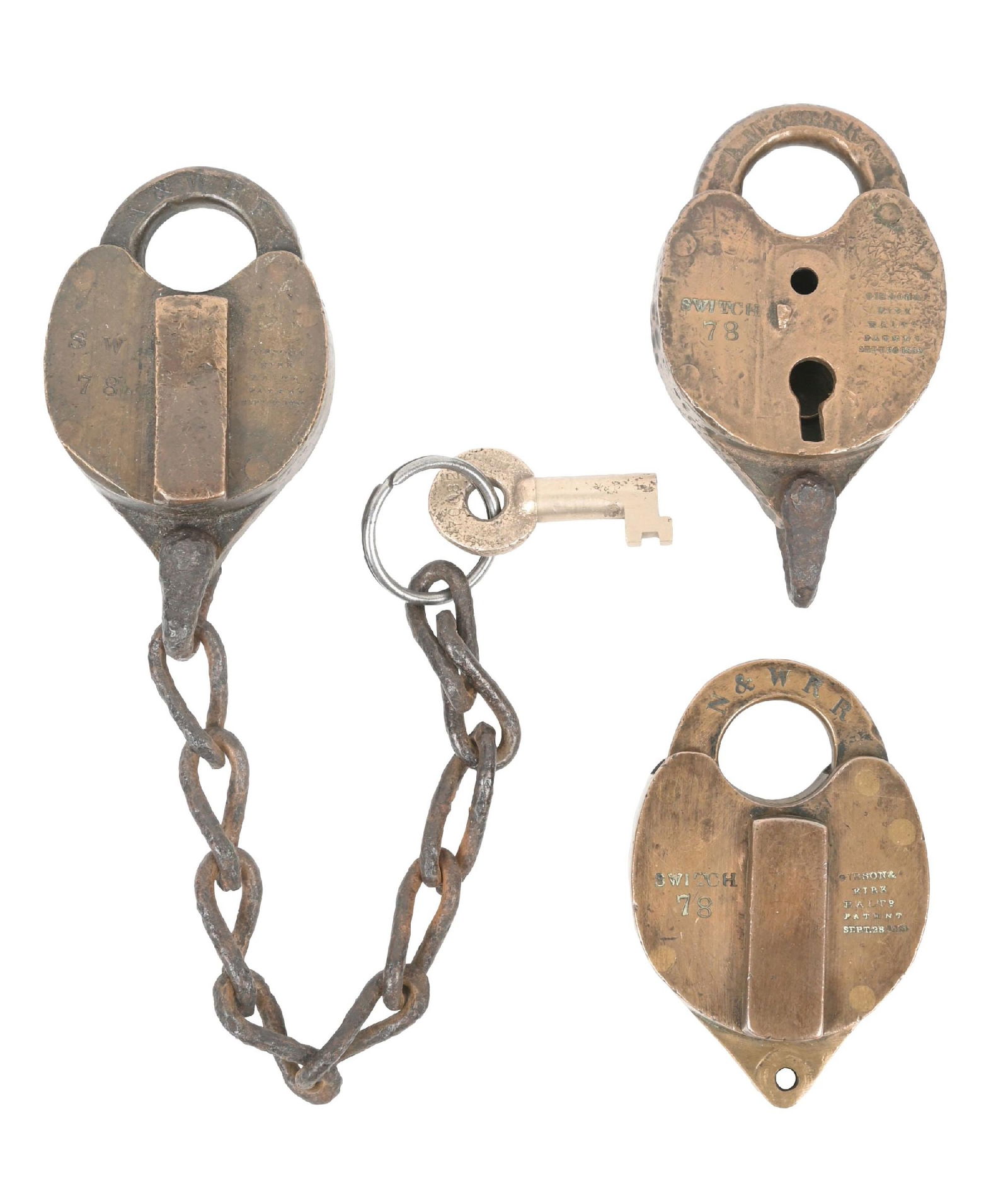 LOT OF 3 RAILROAD LOCKS (1 of 3)