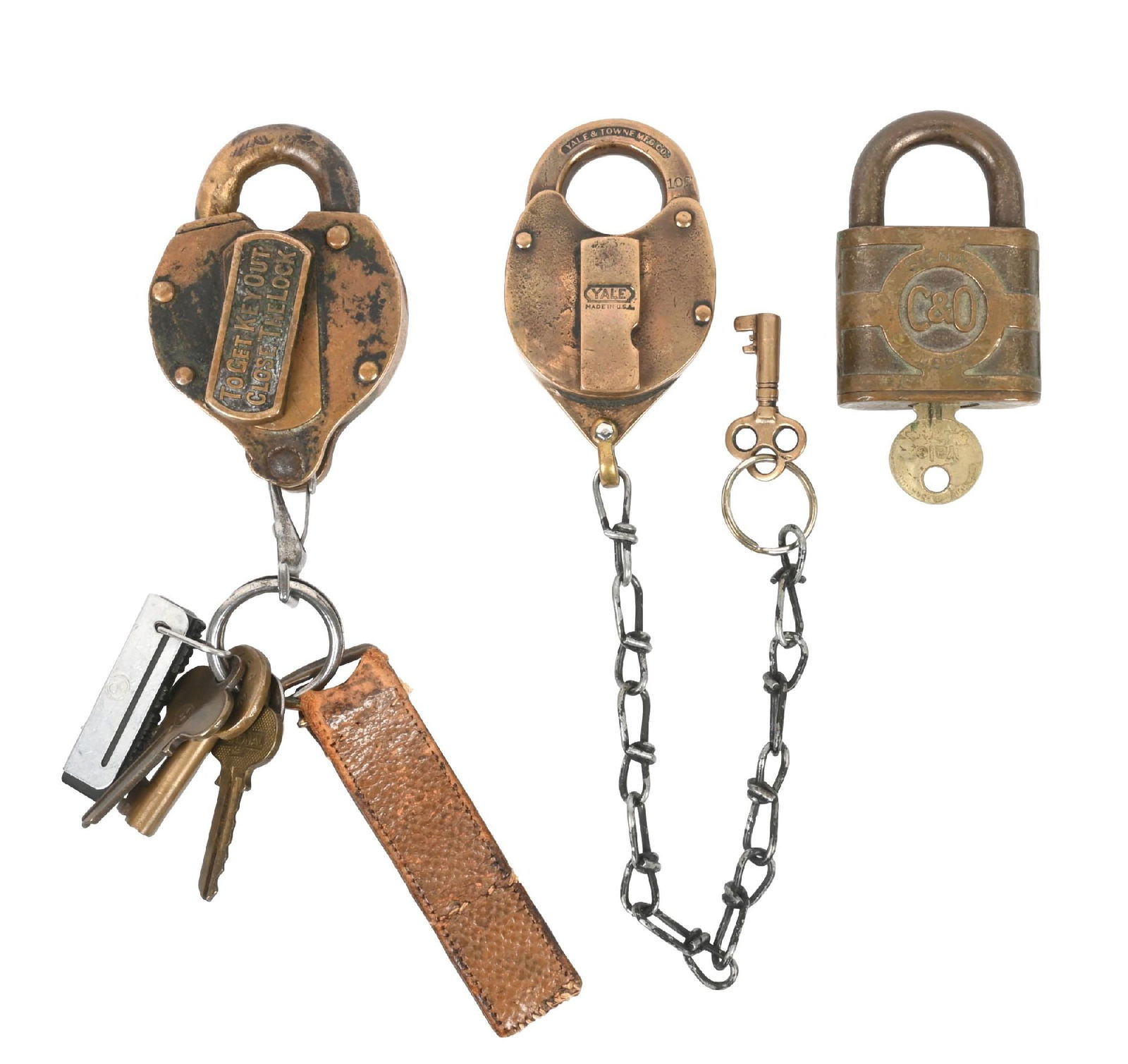 LOT OF 3 RAILROAD LOCKS & KEYS (1 of 2)