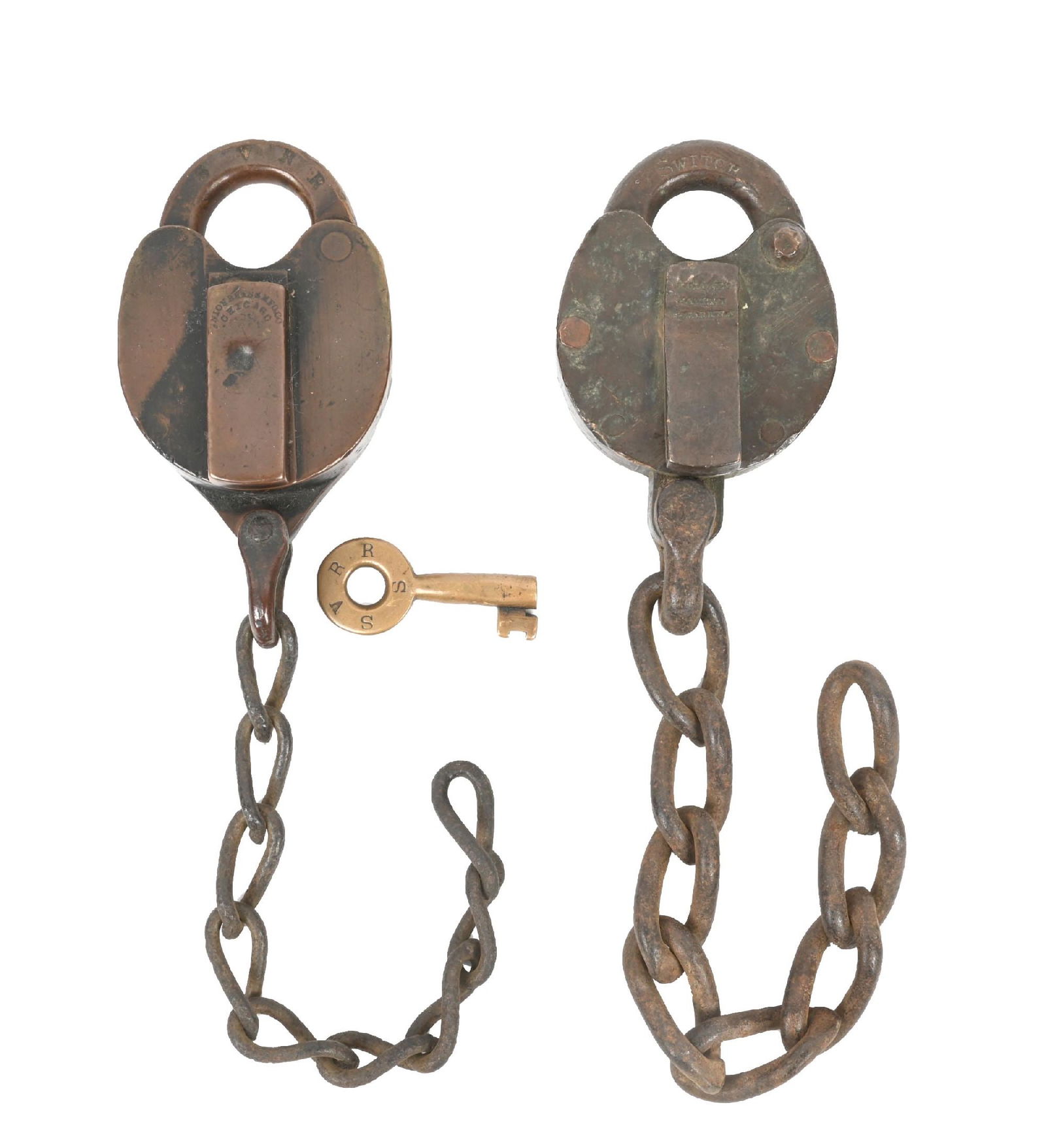 LOT OF 2 RAILROAD LOCKS & KEY (1 of 2)