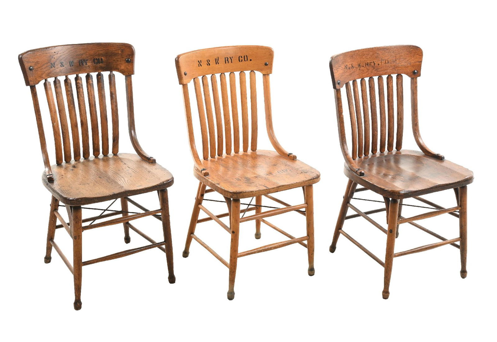 LOT OF 3 N&W WOODEN OFFICE CHAIRS (1 of 8)